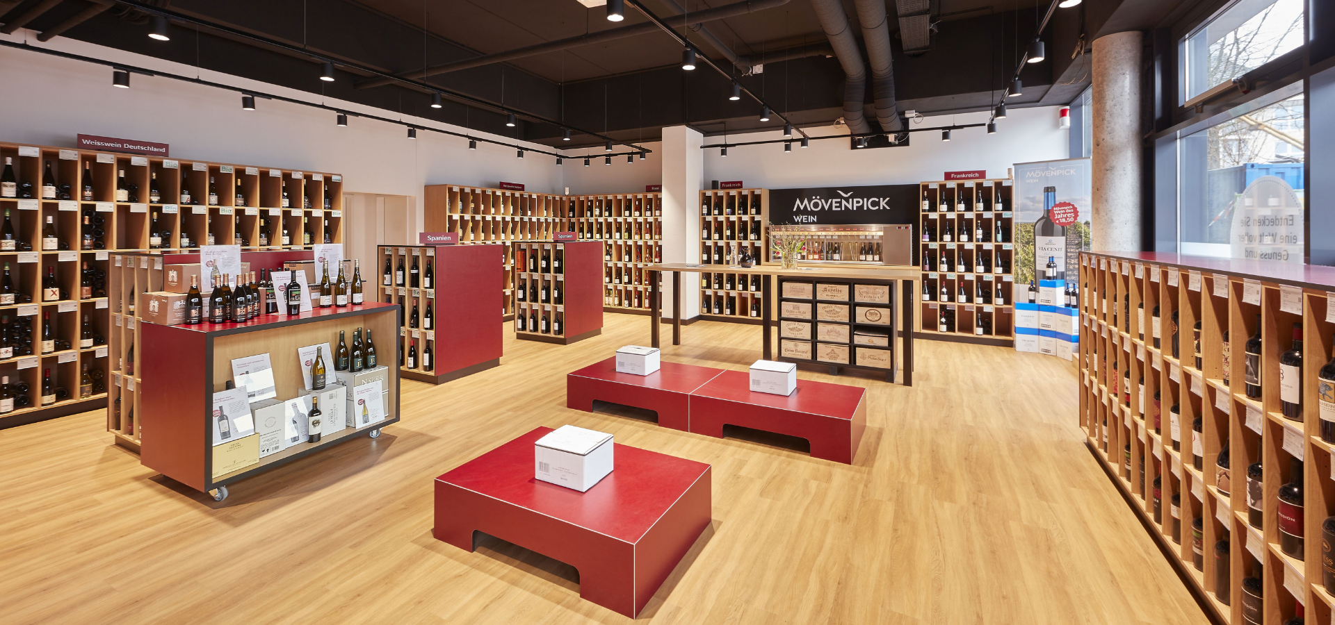 Markenkonformer Ladenbau für Mövenpick Wein, Münster